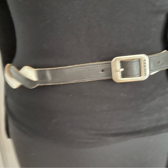 DIESEL BLACK AND WHITE BRAIDED LEATHER BELT - Picture 3 of 14